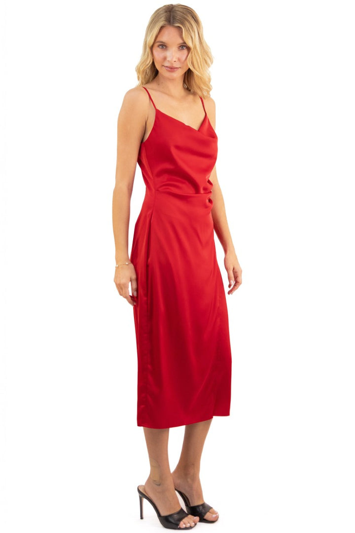 Emma Satin Cowl Neck Midi Dress