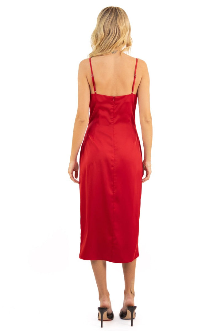 Emma Satin Cowl Neck Midi Dress