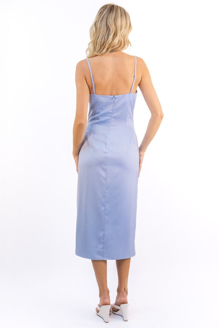 Emma Satin Cowl Neck Midi Dress