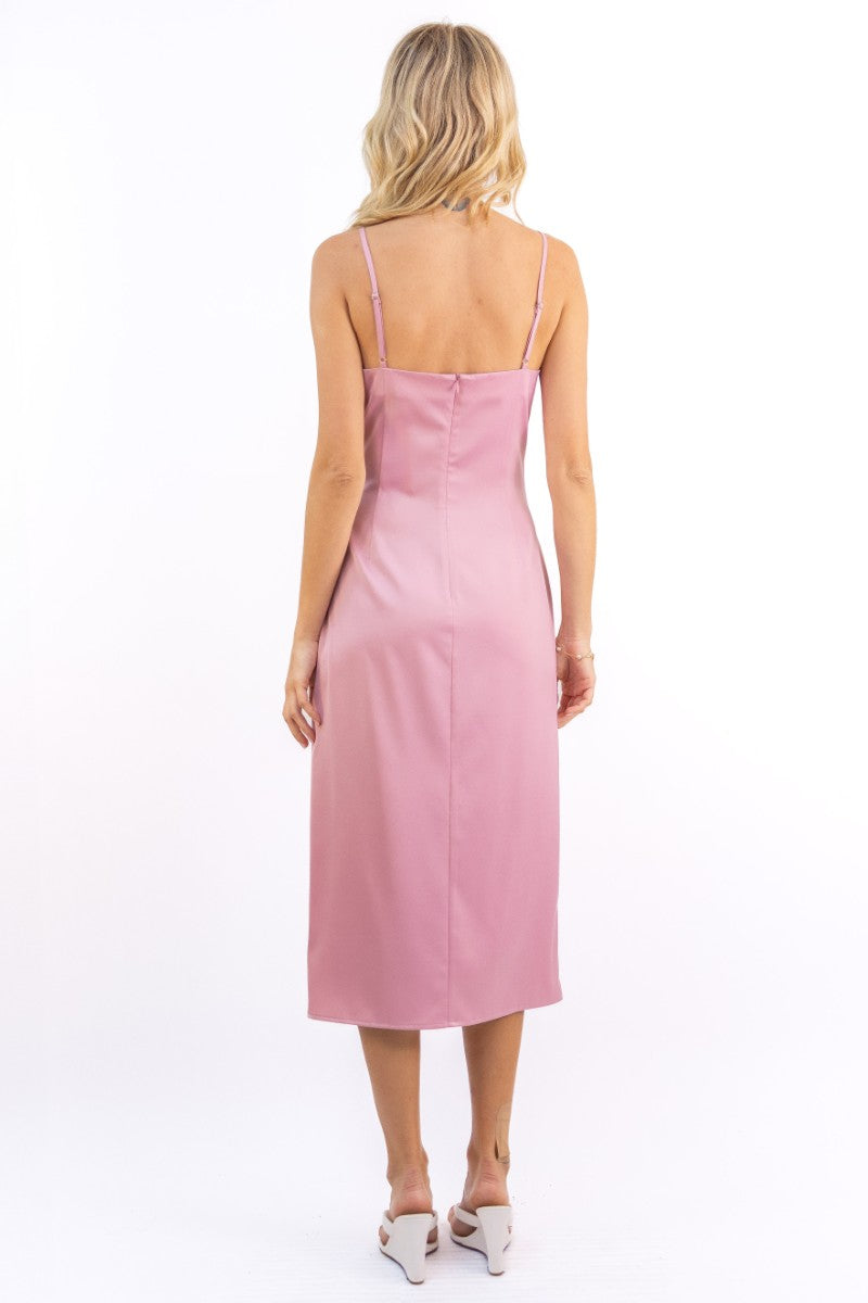 Emma Satin Cowl Neck Midi Dress