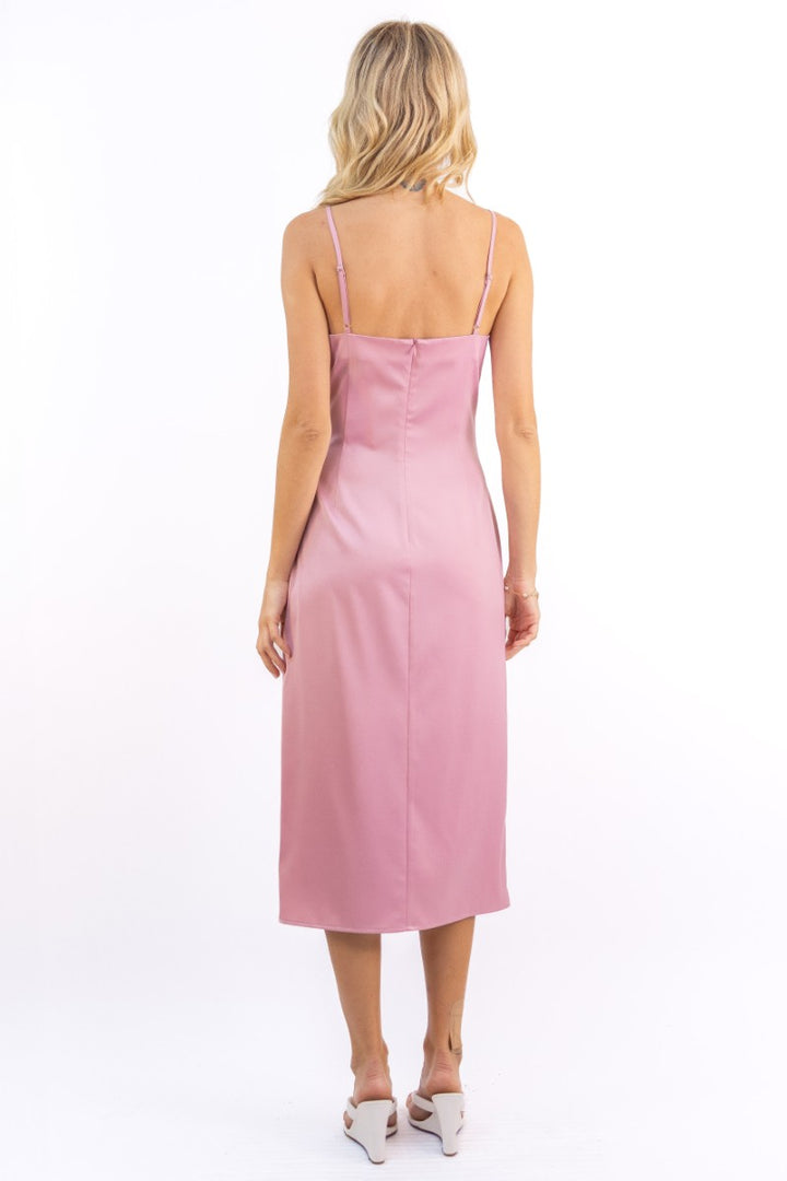 Emma Satin Cowl Neck Midi Dress