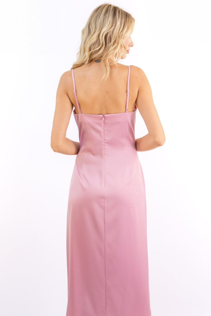 Emma Satin Cowl Neck Midi Dress