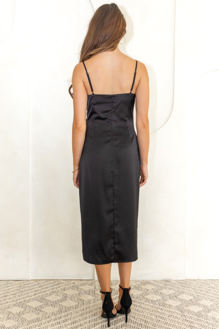 Emma Satin Cowl Neck Midi Dress