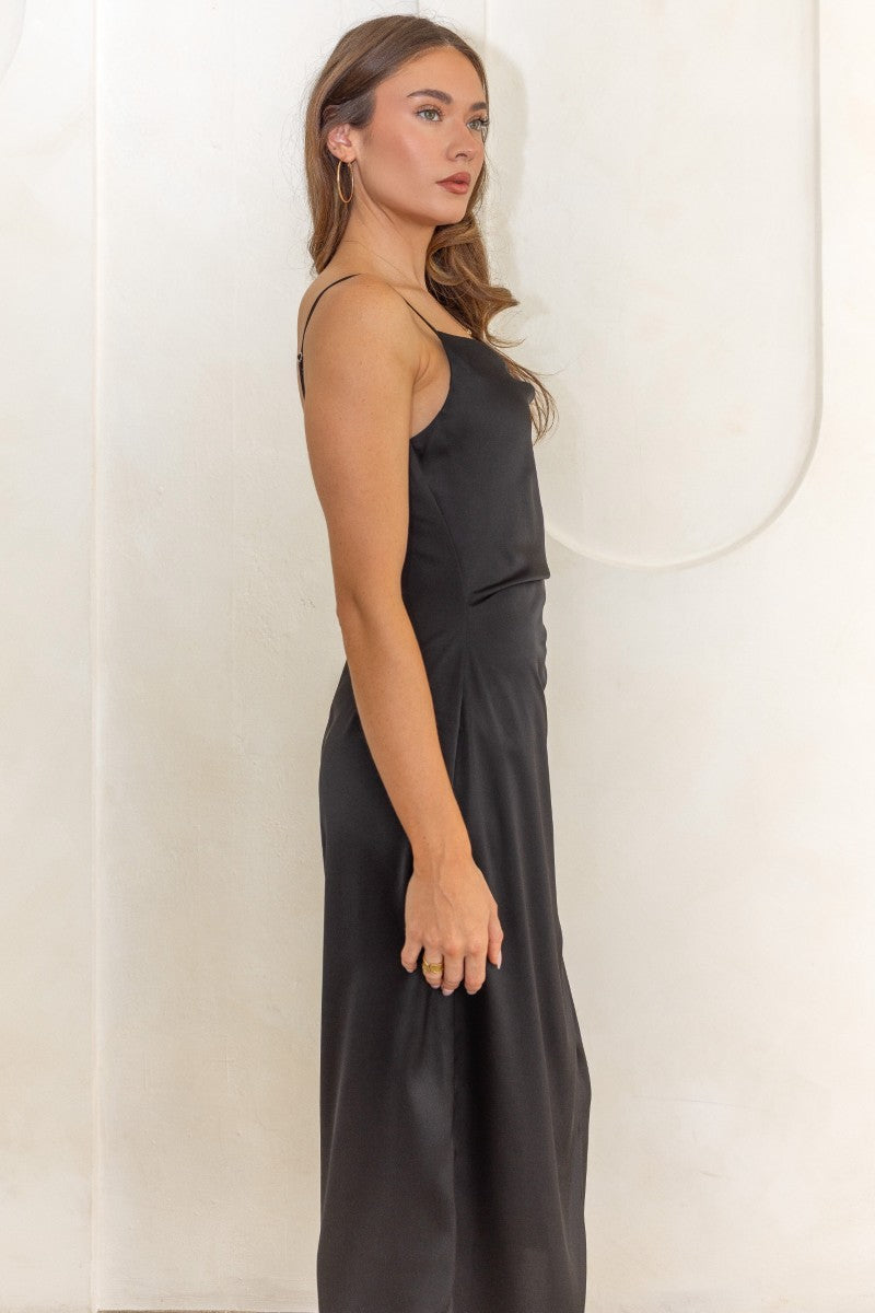 Emma Satin Cowl Neck Midi Dress