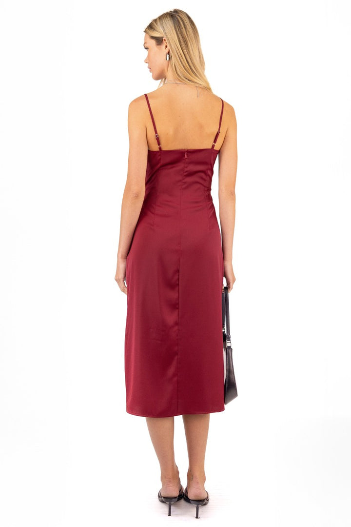 Emma Satin Cowl Neck Midi Dress