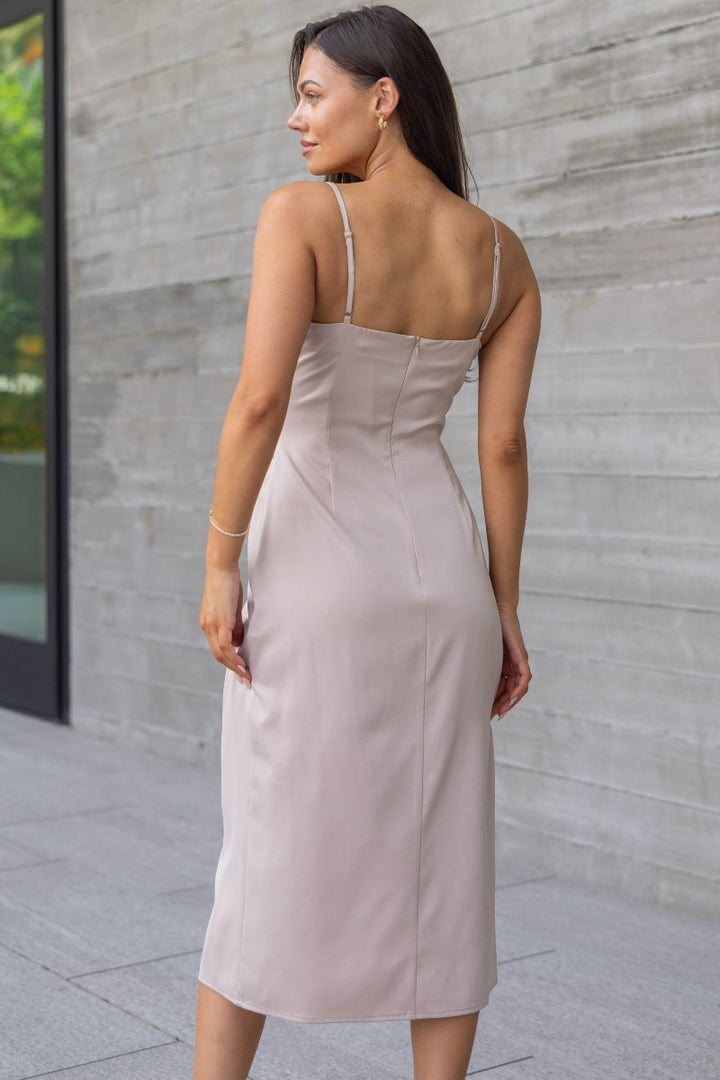 Emma Satin Cowl Neck Midi Dress