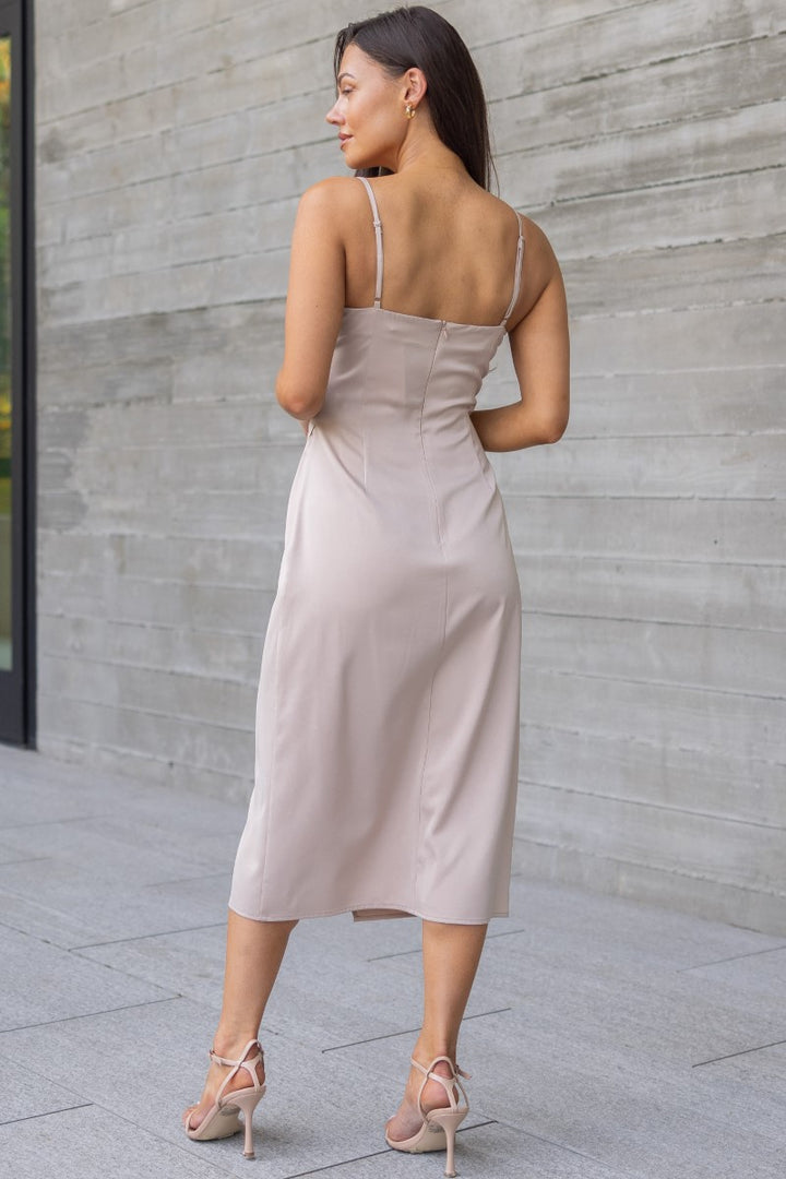 Emma Satin Cowl Neck Midi Dress