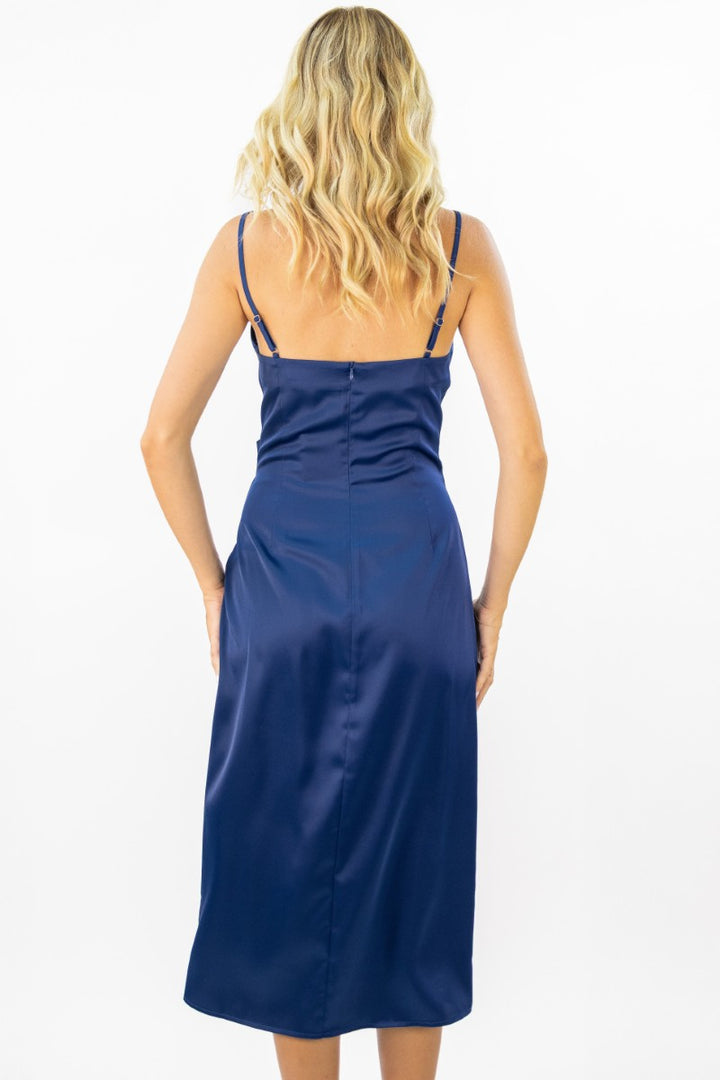 Emma Satin Cowl Neck Midi Dress