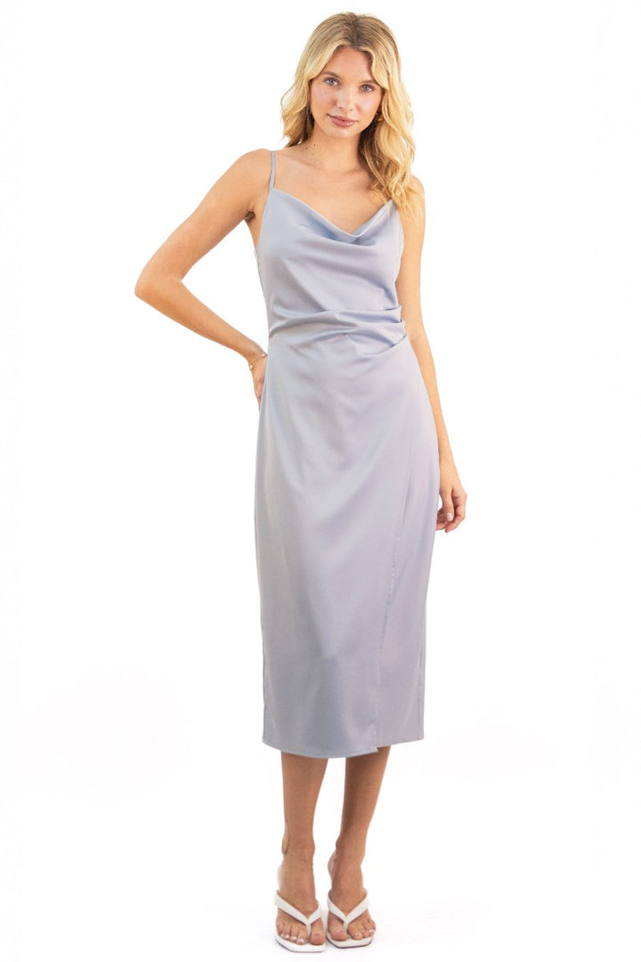Emma Satin Cowl Neck Midi Dress