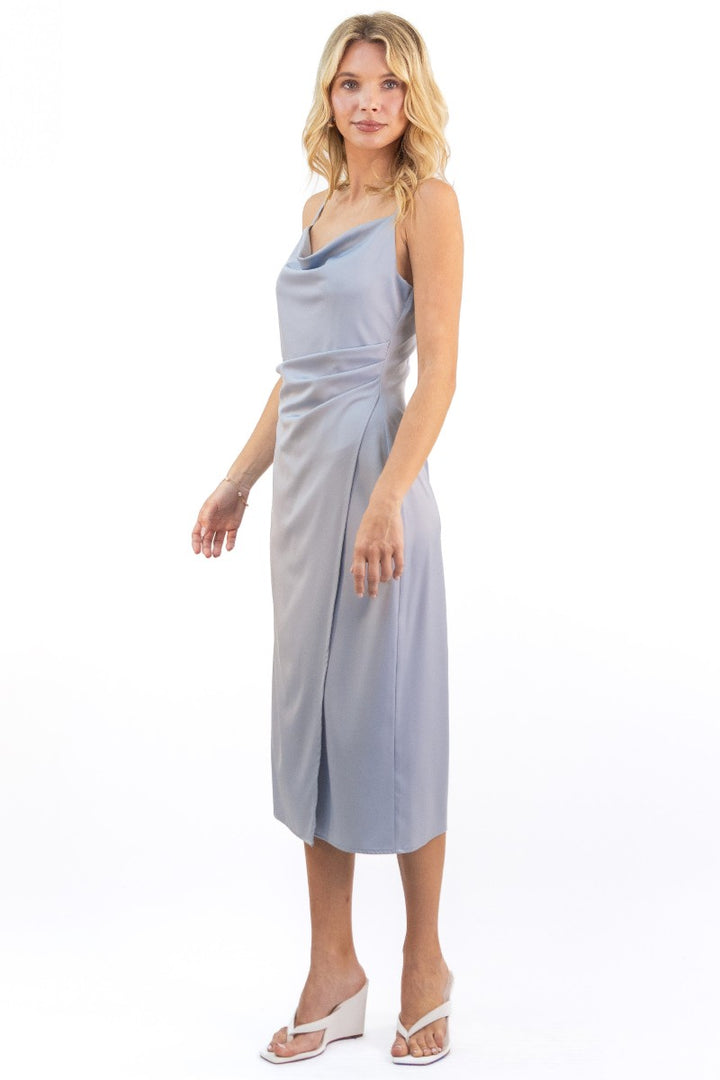 Emma Satin Cowl Neck Midi Dress