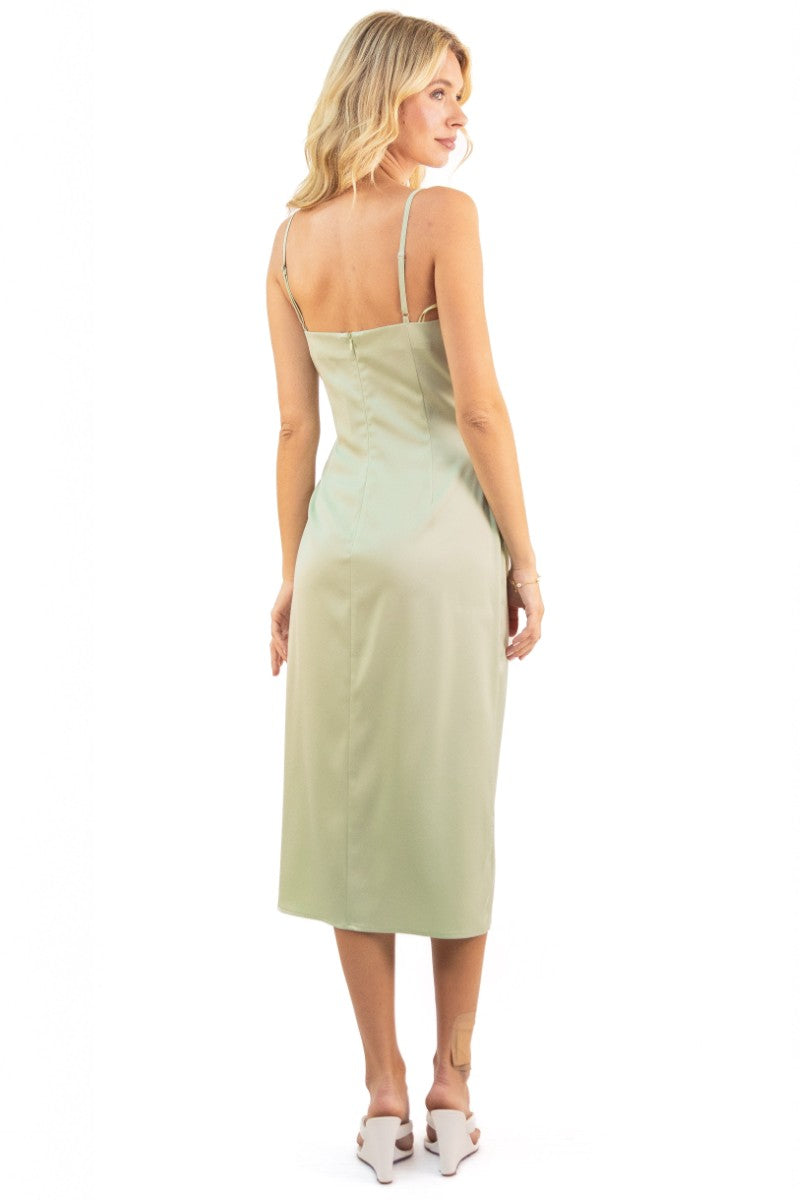 Emma Satin Cowl Neck Midi Dress