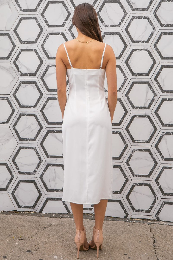 Emma Satin Cowl Neck Midi Dress