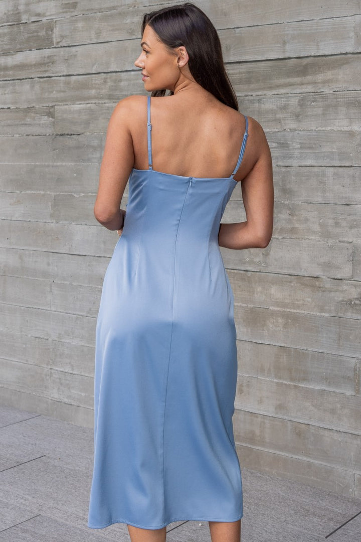 Emma Satin Cowl Neck Midi Dress