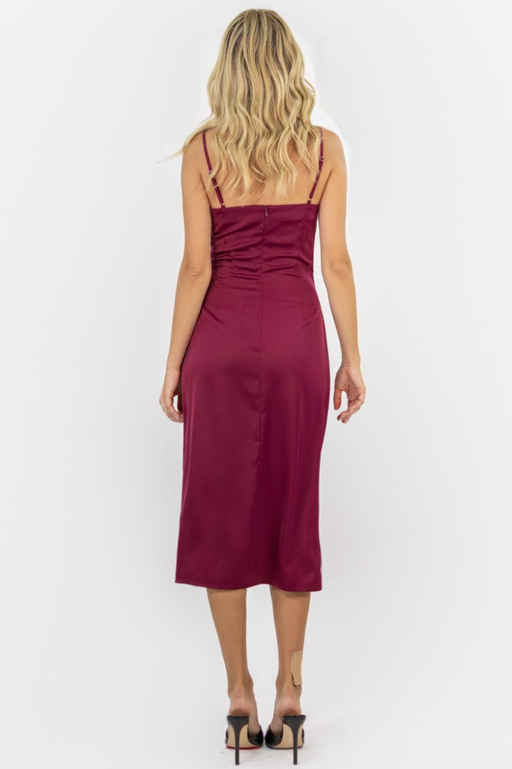 Emma Satin Cowl Neck Midi Dress