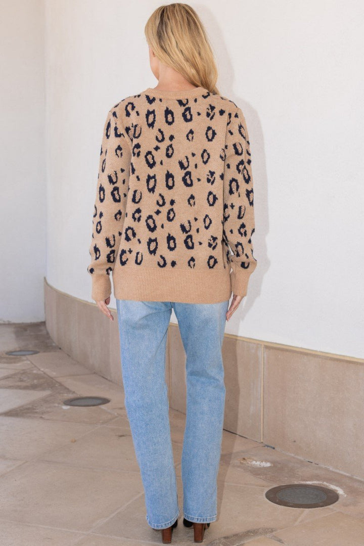 Wild Side Leopard Print Knit Sweater