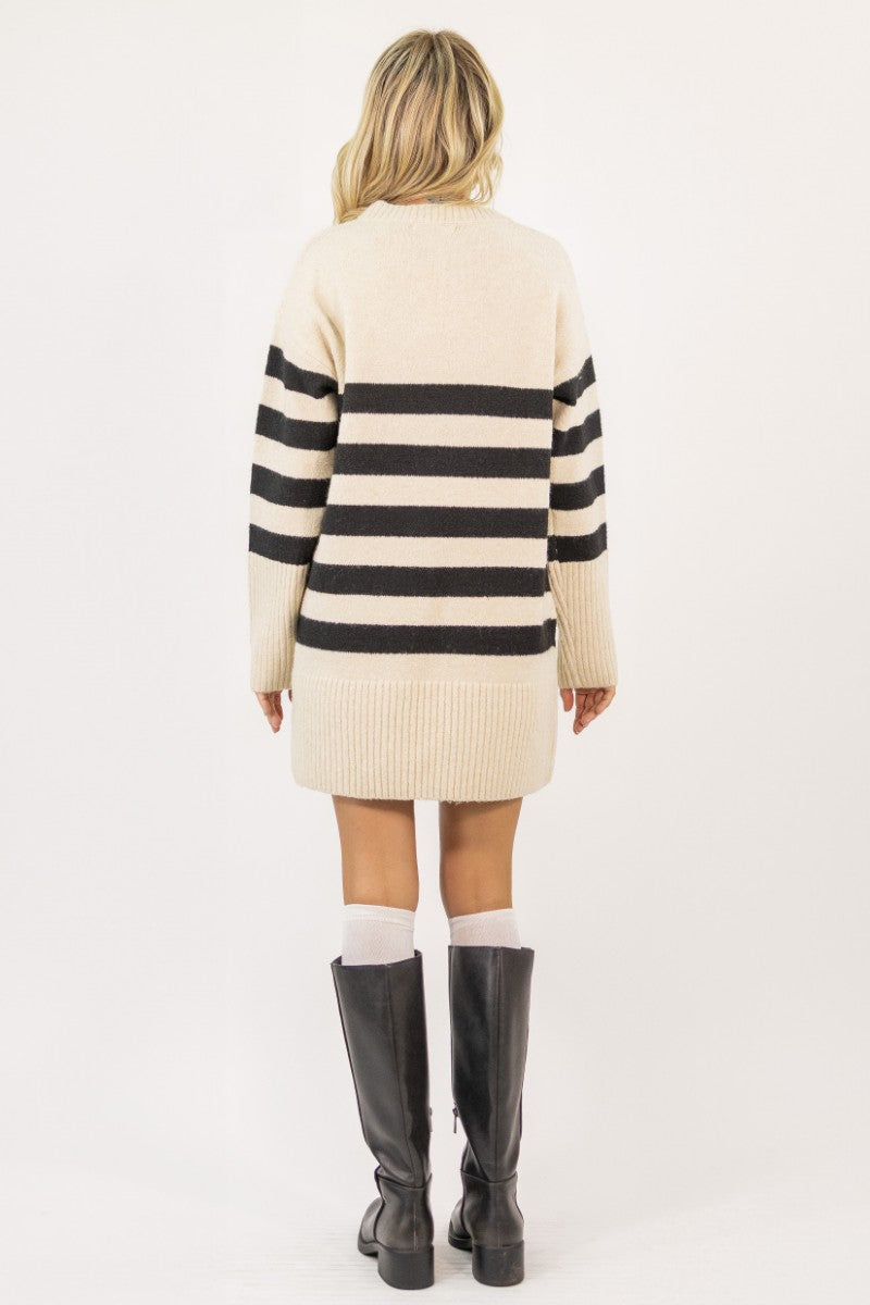 Cozy Striped Oversized Sweater Dress