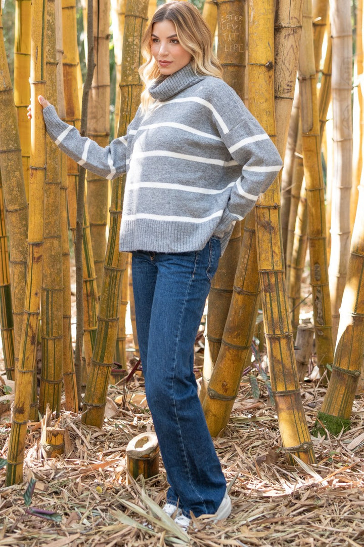 Relaxed Fit Striped Knit Sweater