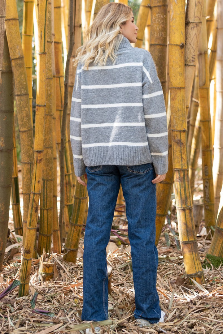 Relaxed Fit Striped Knit Sweater