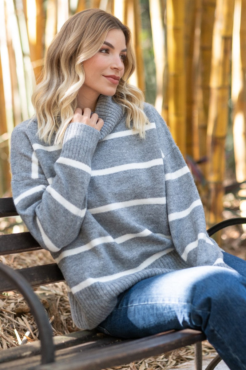 Relaxed Fit Striped Knit Sweater