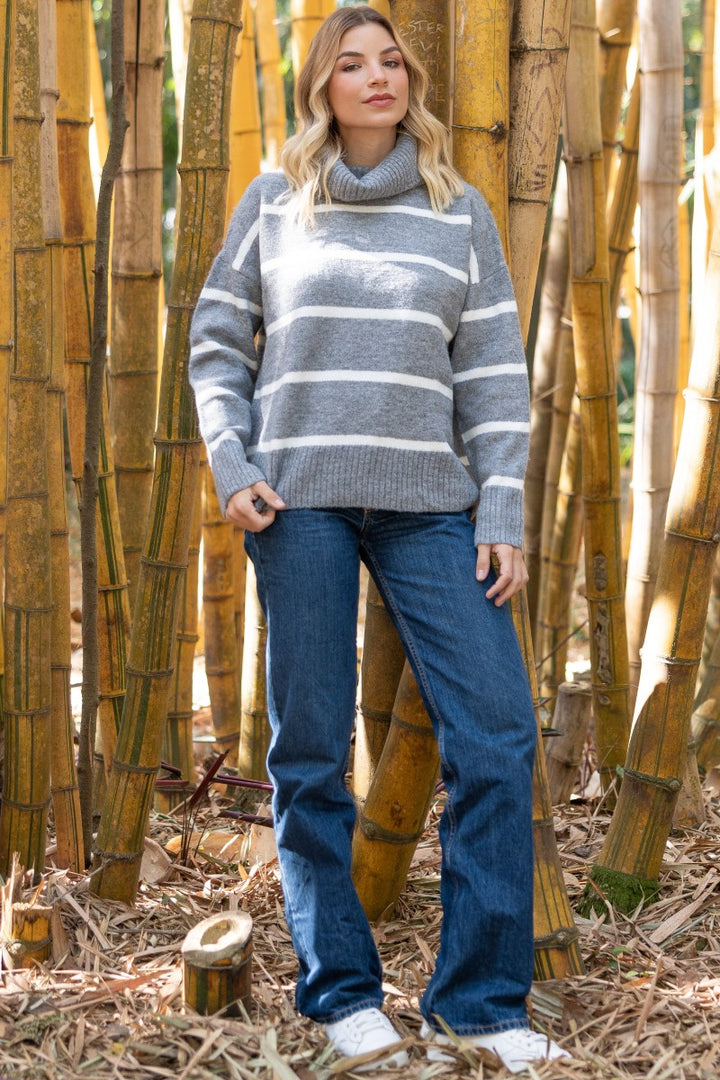 Relaxed Fit Striped Knit Sweater