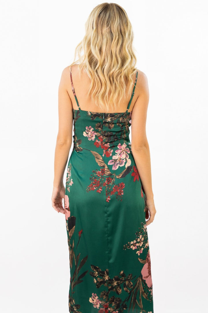 Garden Romance Floral Cowl Neck Midi Dress